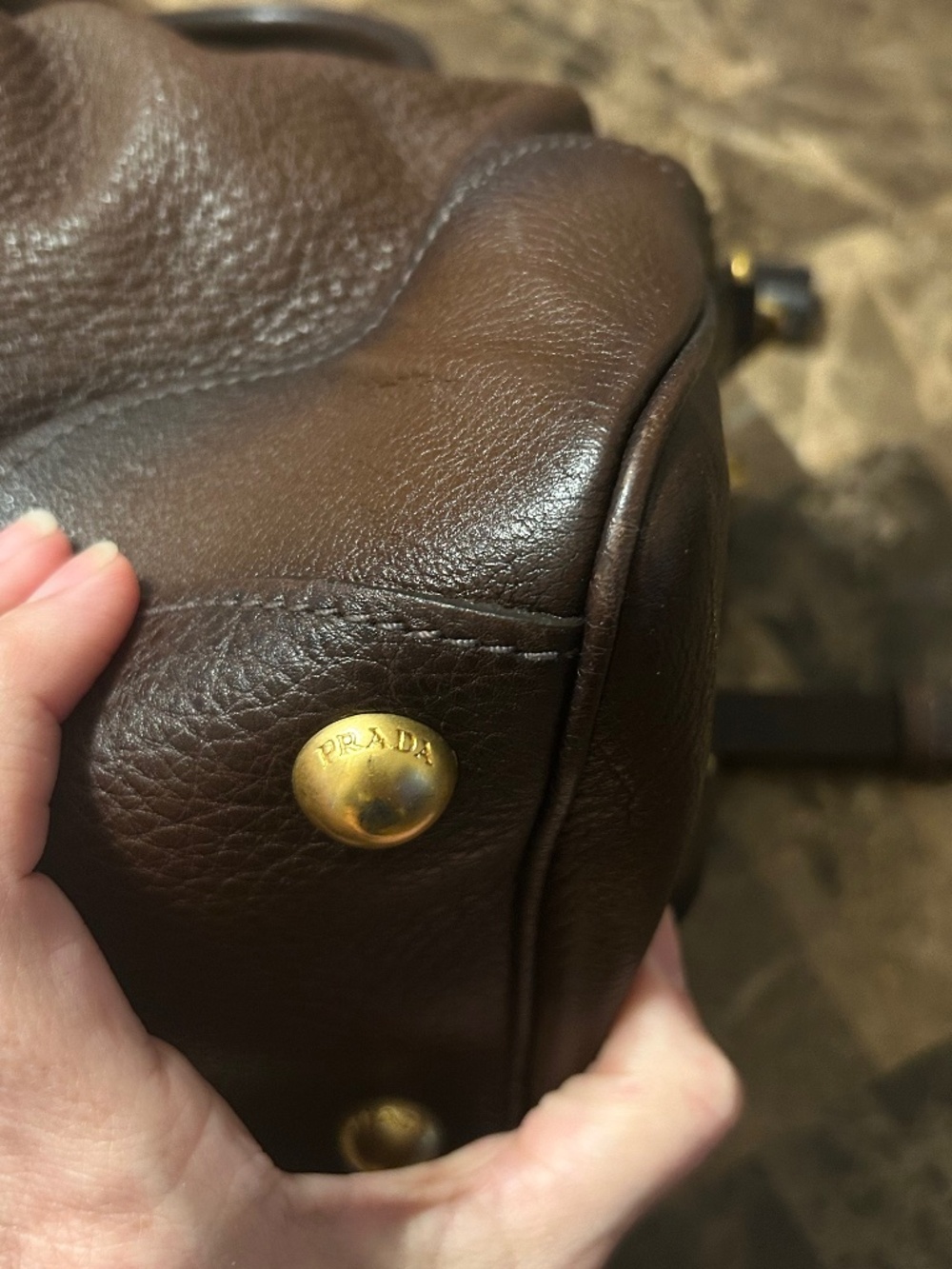 Prada Cervo Antik Leather Bowler Bag - Picture 7 of 16